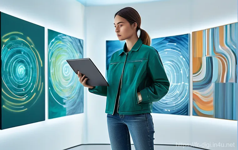 디지털 일러스트 계약서 작성 시 주의점 - **Prompt:** A modern, diverse artist, in their late 20s or early 30s, stands confidently in a bright...