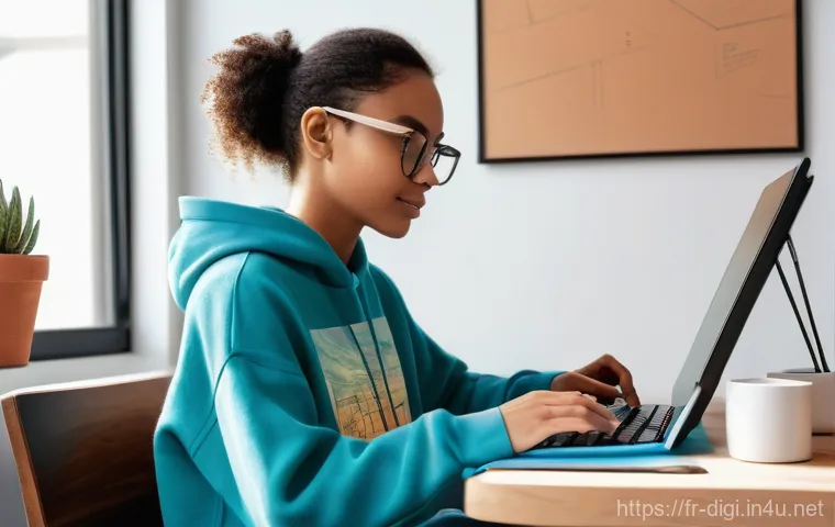 디지털 일러스트 작업 속도 향상 비법 - **Prompt: The Focused Digital Creator**
    "A vibrant, medium shot of a diverse young adult digital...