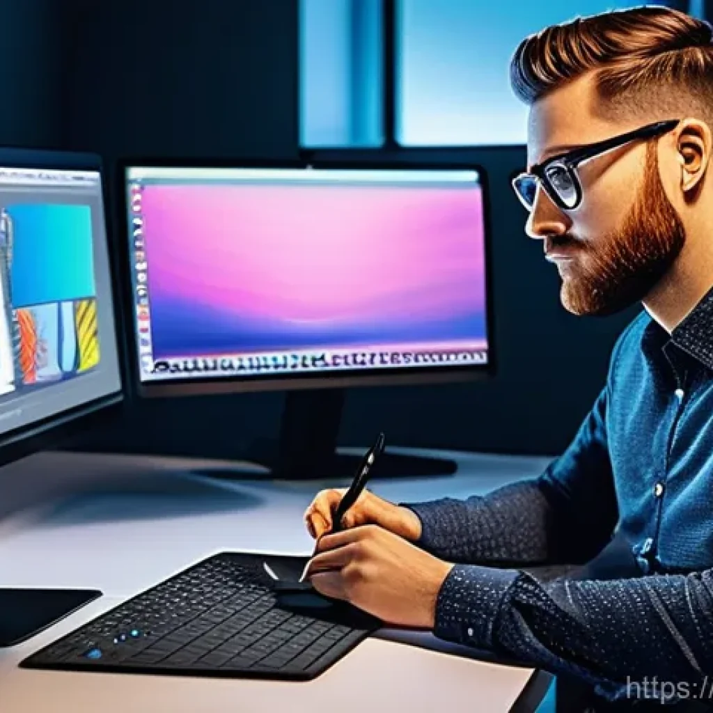 디지털 일러스트레이터 연봉 협상 전략 - **Prompt 1: The Masterful Digital Creator's Studio**
A highly skilled and focused digital illust...