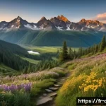 Home 12 디지털 일러스트 입체감 표현의 비밀 - **Prompt: Majestic Mountain Vista at Golden Hour**
A breathtaking panoramic landscape illustrati...