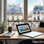 디지털 일러스트레이터로 이직 성공하기 - A cozy digital artist&rsquo;s workspace in a modern Parisian apartment, featuring an iPad Pro with Procrea...
