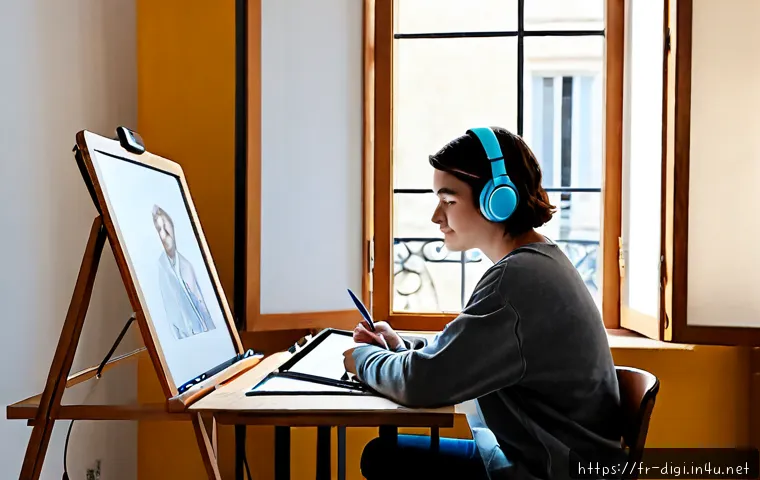 디지털 일러스트 독학과 학원 선택 기준 - Photorealistic split-scene comparison for choosing between self-taught digital illustration and an a...